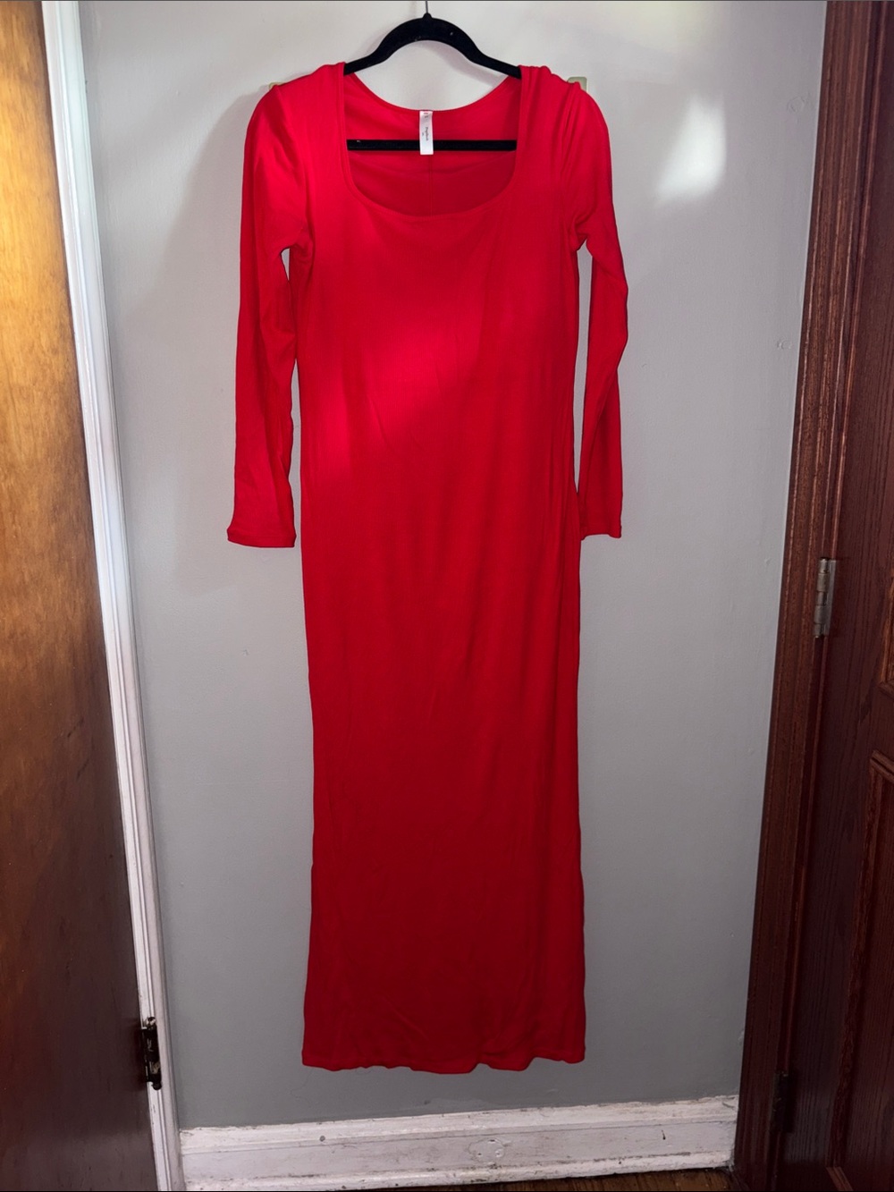Popilush Built In Shape wear, Long Sleeve Red Maxi Dress